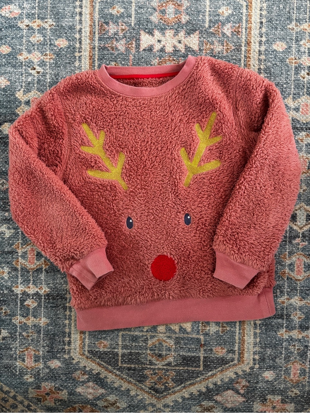 Mini Boden Girls Reindeer Fleece Pullover Sweater size 6/7